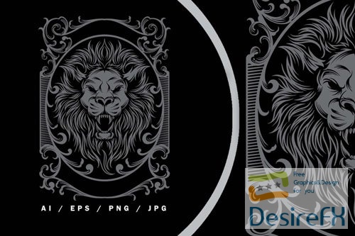 Lion Heraldic Vintage Emblem Logo Illustration vol 2