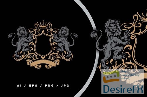 Lion Heraldic Vintage Emblem Logo Illustration vol 3