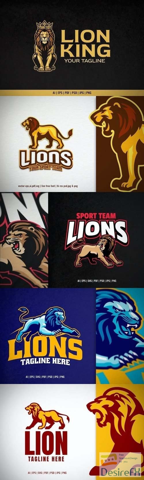 Lion King Wearing Crown Mascot Logo