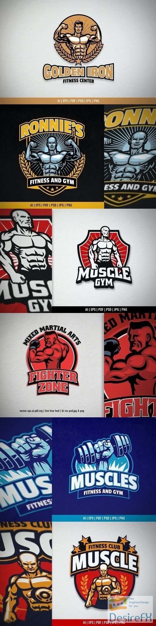Muscle Bodybuilder Mascot For Gym Logo