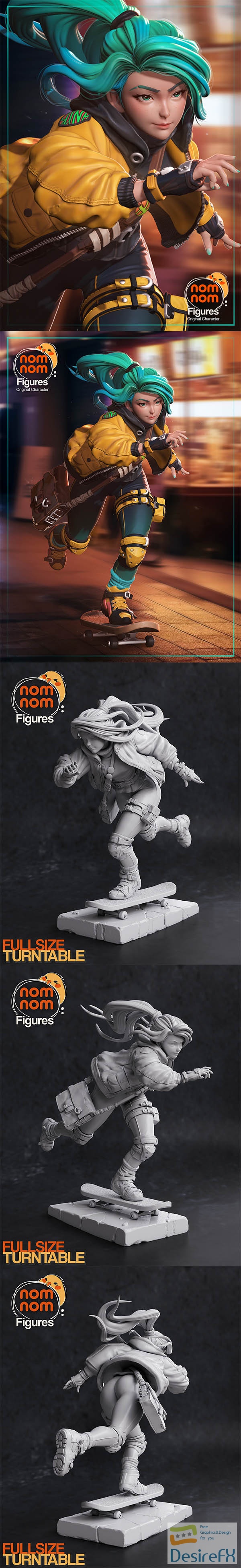 Nomnom Figures – Slink the Skatergirl – 3D Print