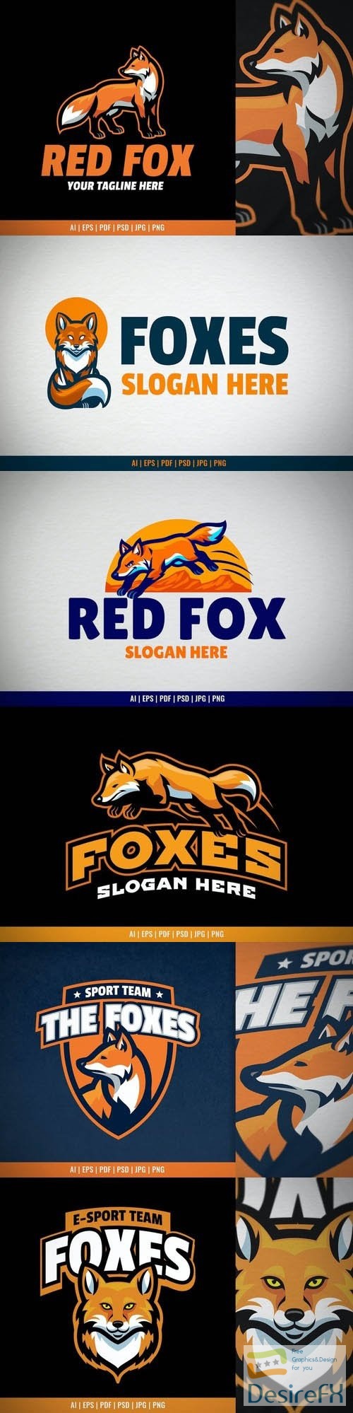 Red Fox Sport and Esport Logo Template