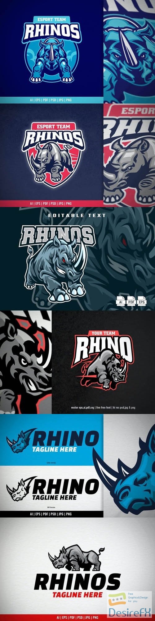 Rhino Stance for Tough and Power Logo Concept