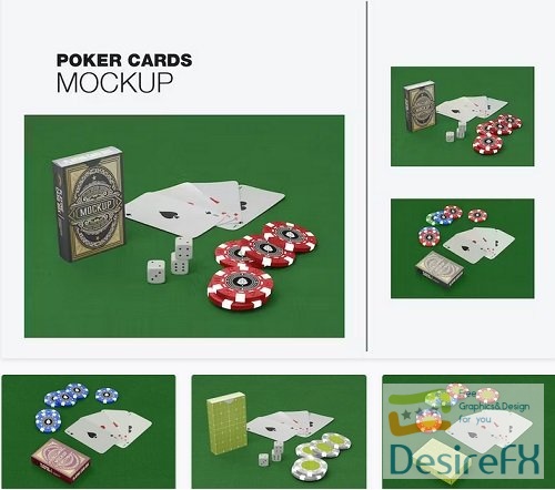 Set poker Box with Cards and Tokes Mockup - NDMN327