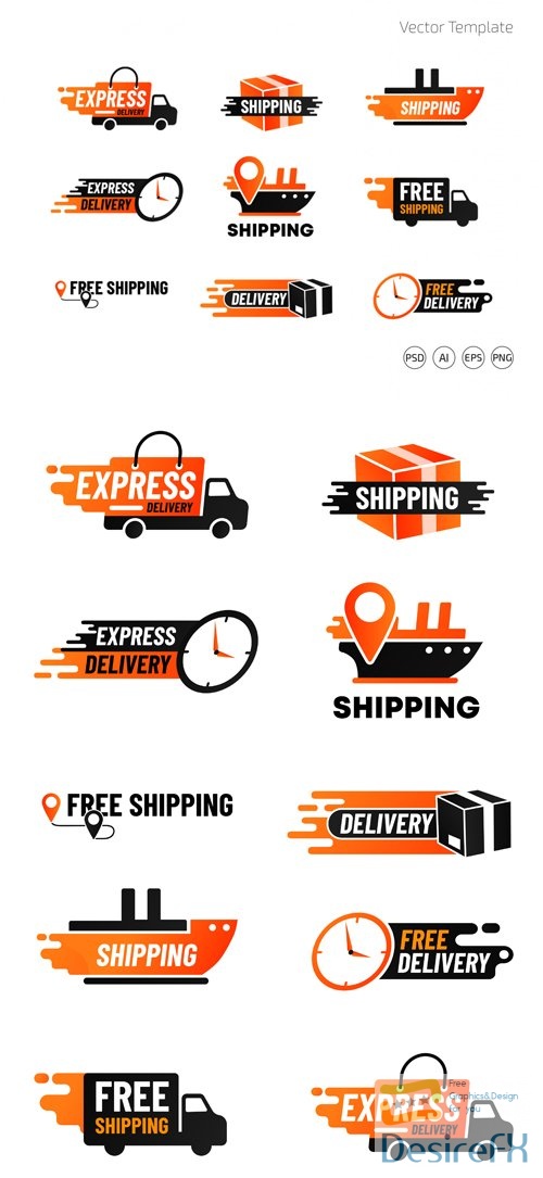 Shipping Logos Vector Templates + PSD