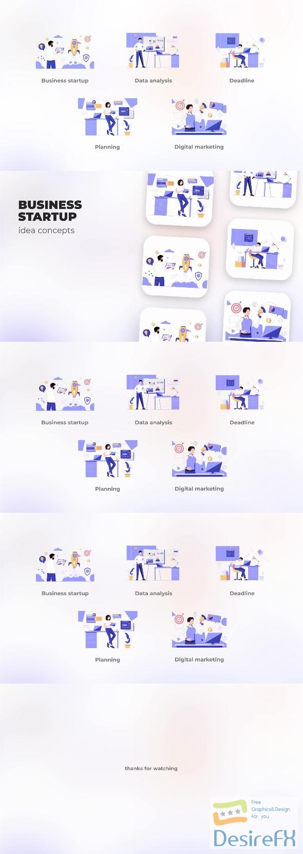 VideoHive Business Startup - Blue Flat Concept 43648290