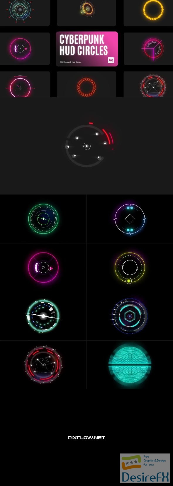 VideoHive Cyberpunk HUD Circles for After Effects 43641098