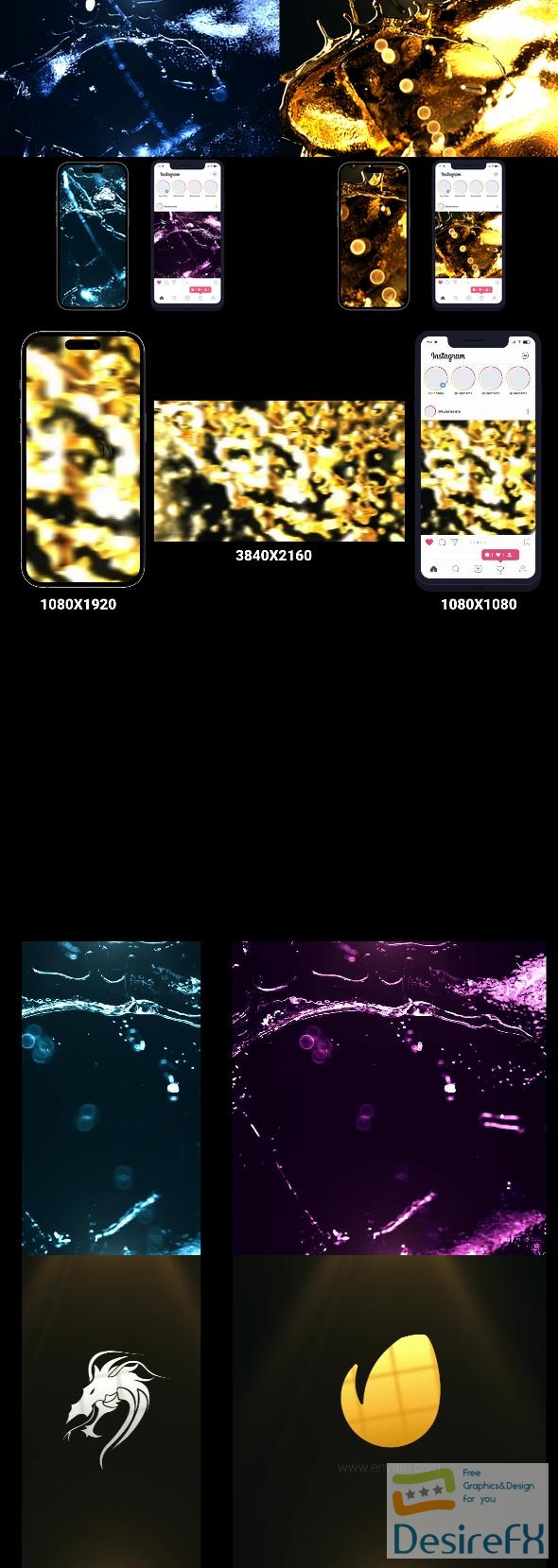 VideoHive Liquid Water & Gold Logo 45833859