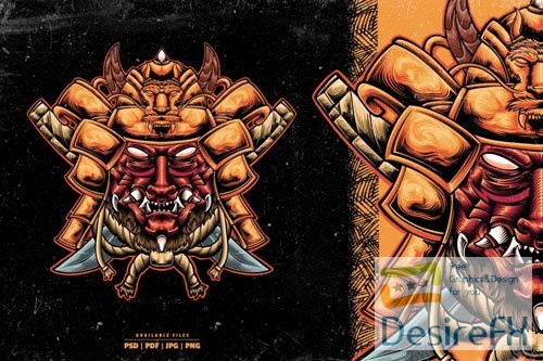 Warrior Oni Mask Illustration