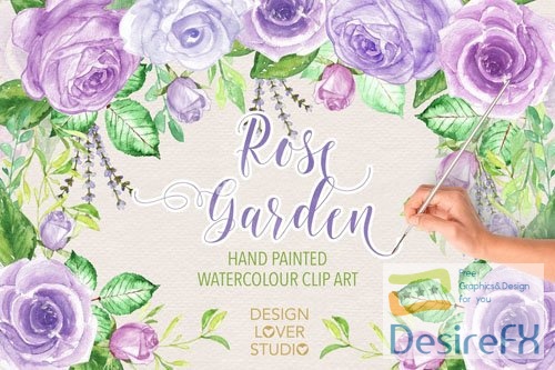 Watercolor Purple Garden design