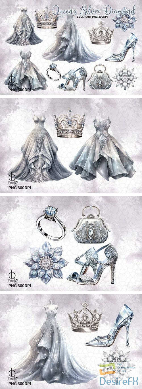 11 Queen's Silver Diamond PNG Clipart