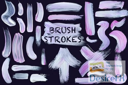 30 Pink Glaze Acrylic Paint Brush Stroke Overlays - 9ZZVH9D