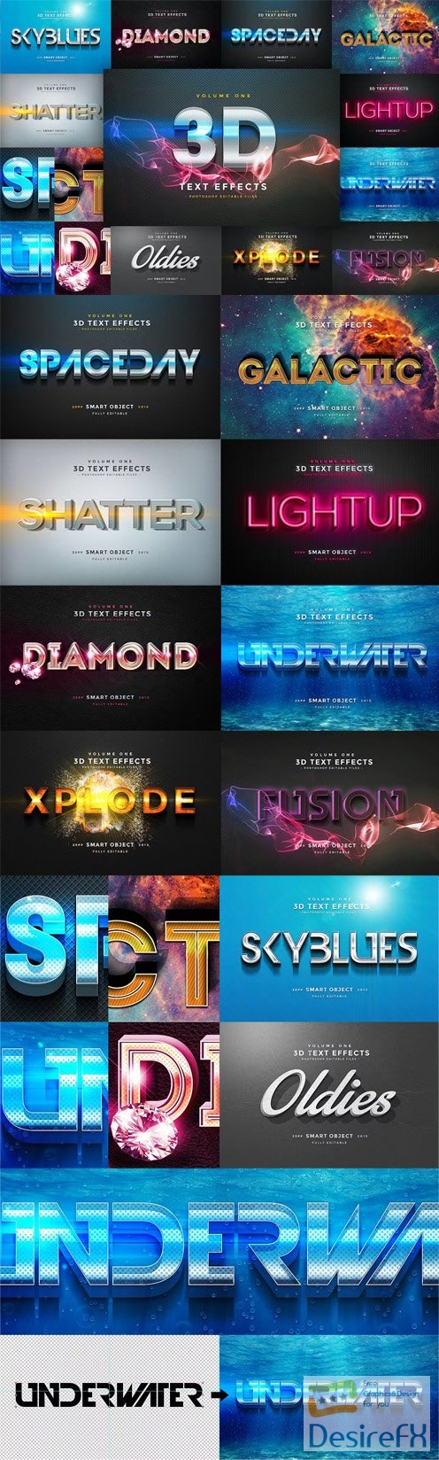 3D Text Effects for Photoshop Vol.1