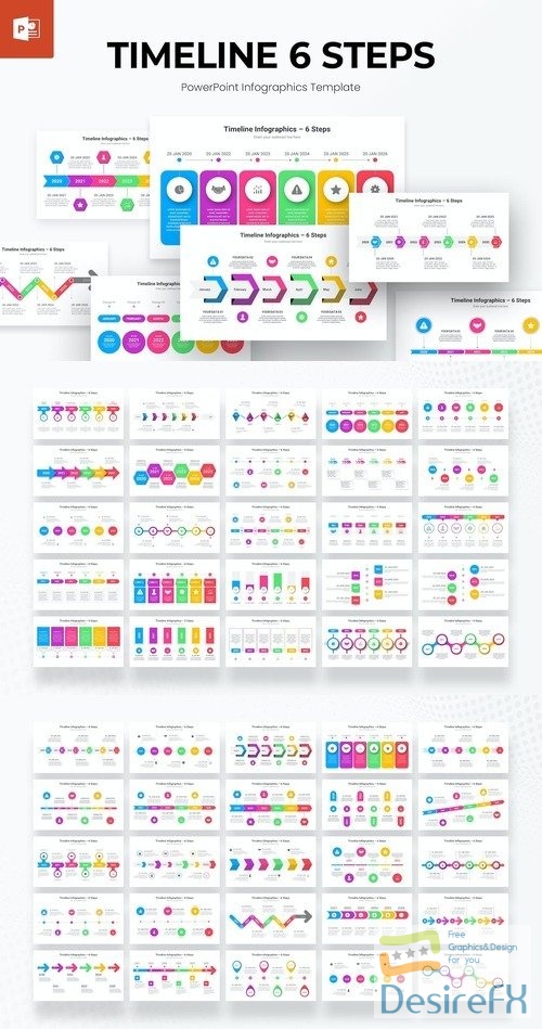 6 Steps Timeline Infographics PowerPoint Templat