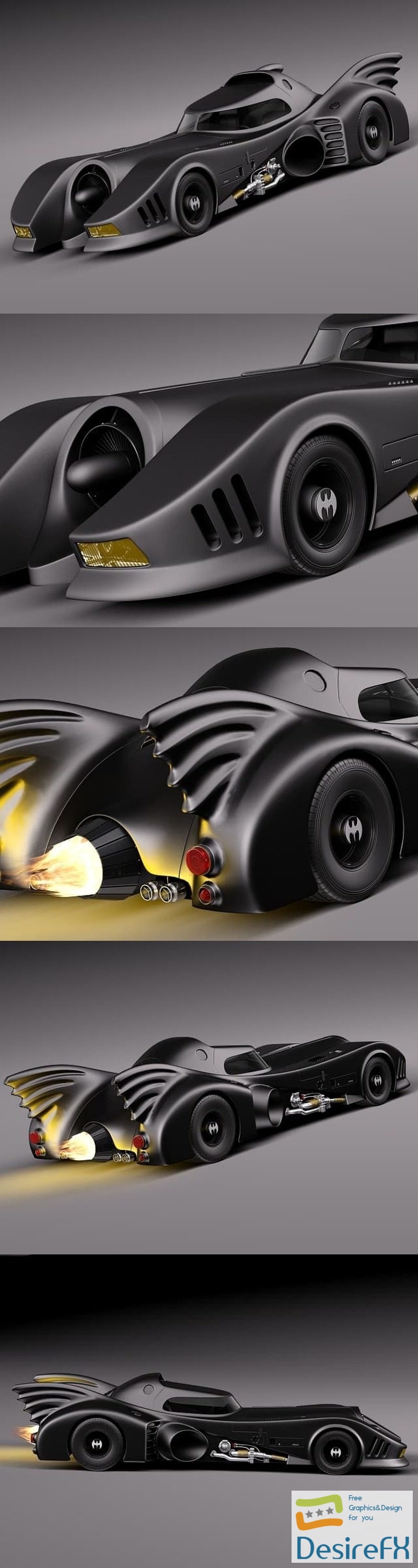 Batmobile 1989 Jet Car 3D Model