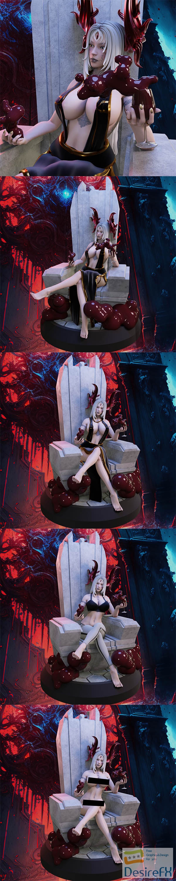 Blood Enchantress – Throne Pose – 3D Print