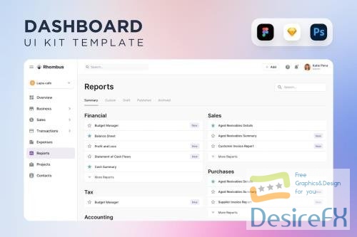 Customizable Financial Report Dashboard UI Kit