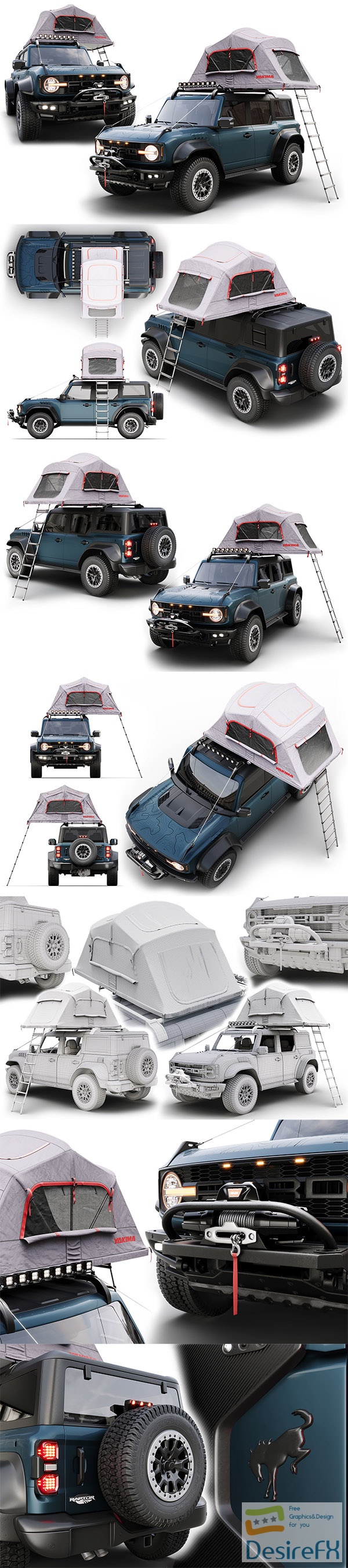 Ford Bronco Raptor Rooftop Tent 3D Model