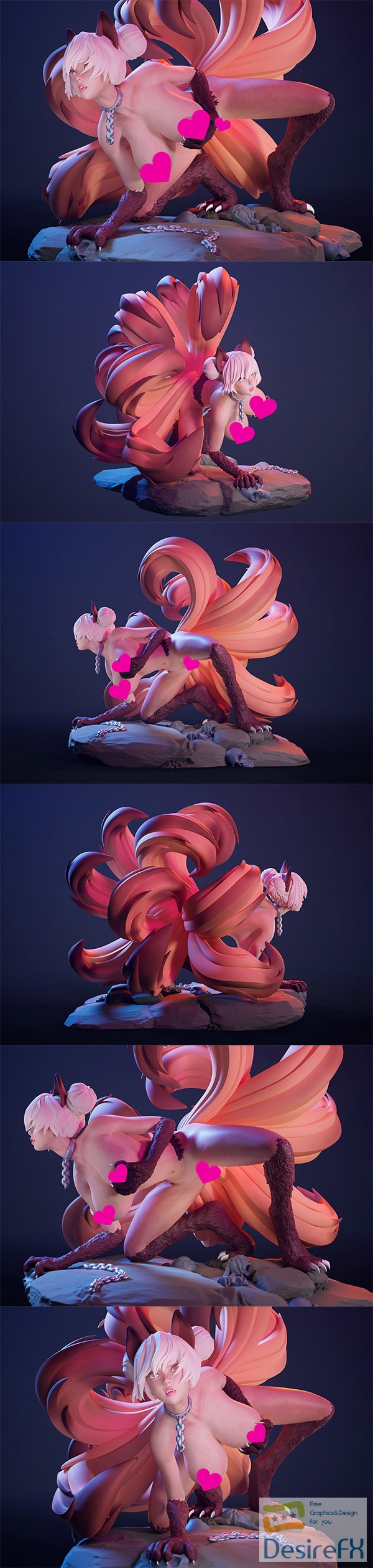 Fox Girl – 9-Tailed Kitsune – 3D Print