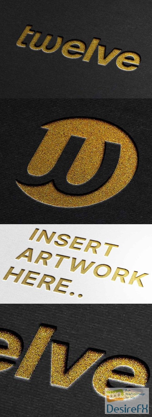 Glitter Gold Logo on Black Sheet - PSD Mockup Template