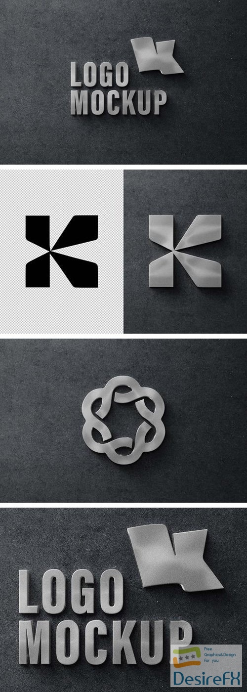 Metallic Logo Sign PSD Mockup Template