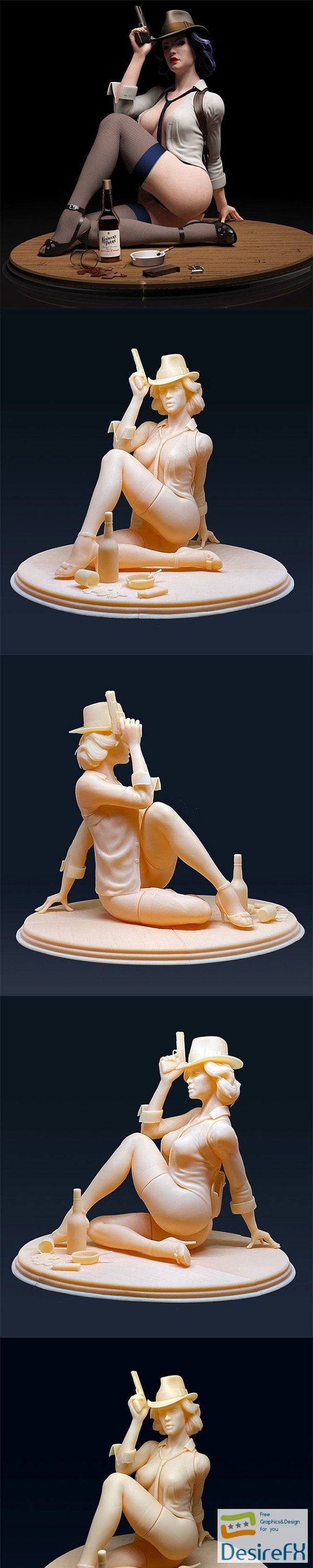 Noir Sitting Pose  – 3D Print