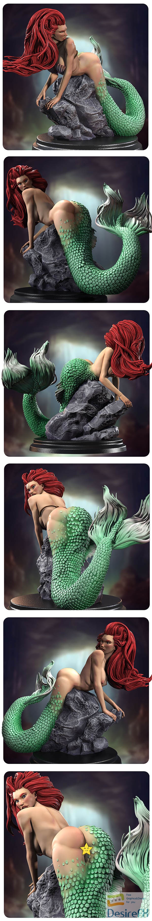 Siryll – Little Creepy Mermaid – Ariel Pinup – 3D Print