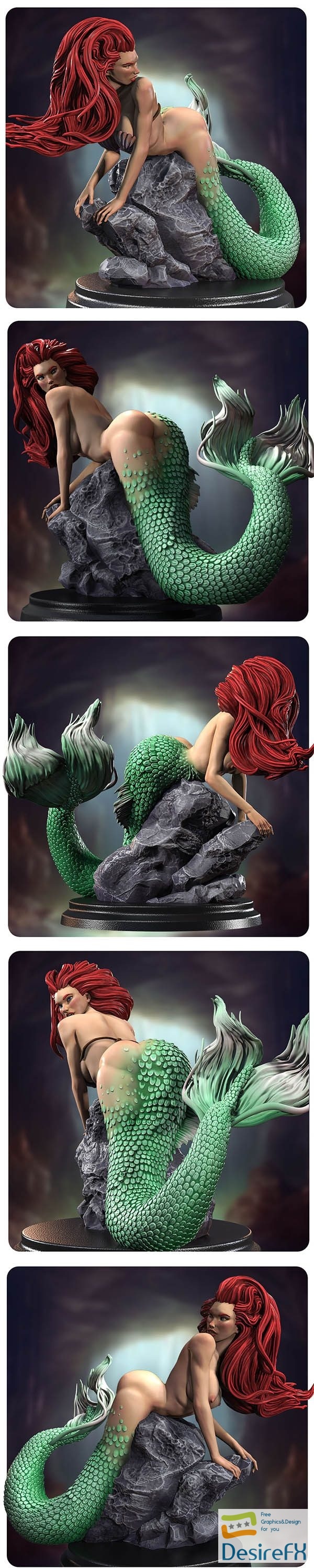 Siryll – Little Creepy Mermaid – Ariel Pinup – 3D Print