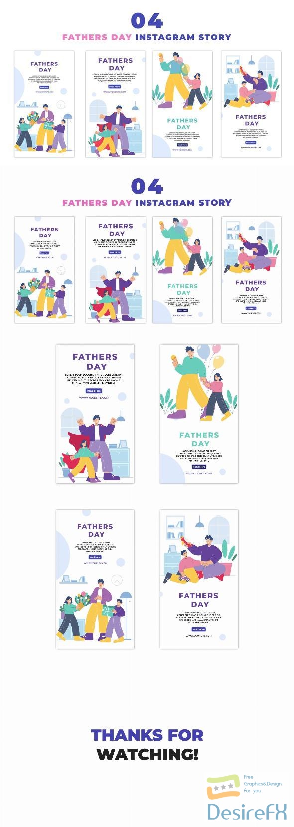 VideoHive Animated World Father's Day Flat Character Instagram Story 47441471