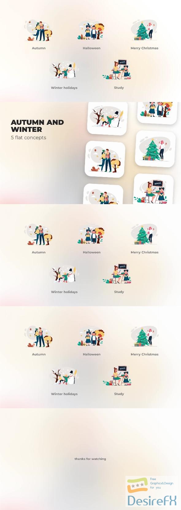 VideoHive Autumn and Winter - Flat concept 41960725