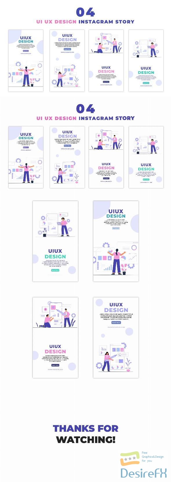VideoHive Creative UI UX Design Flat Character Instagram Story 47440879