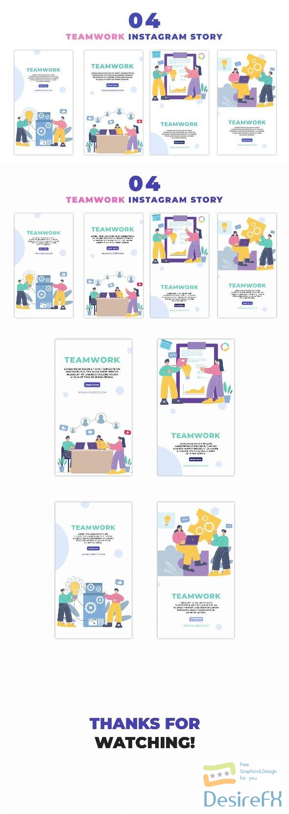 VideoHive Eye Catching Teamwork Employees Flat Character Instagram Story 47441412