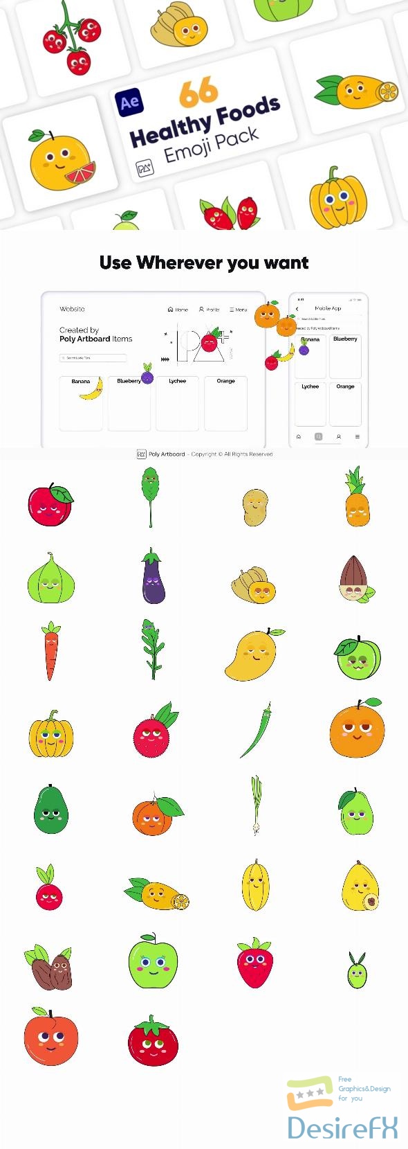 VideoHive Healthy Food Emojies for After Effects 47151324