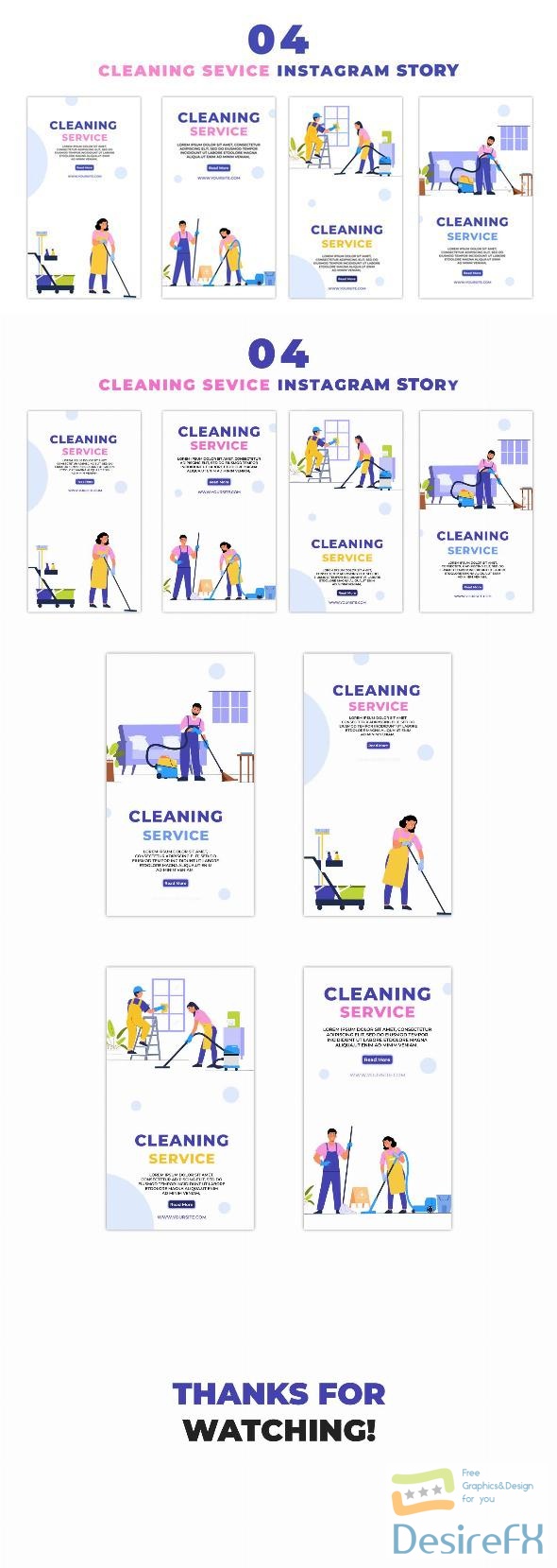 VideoHive Housekeeping Cleaning Service Premium Vector Instagram Story 47440459