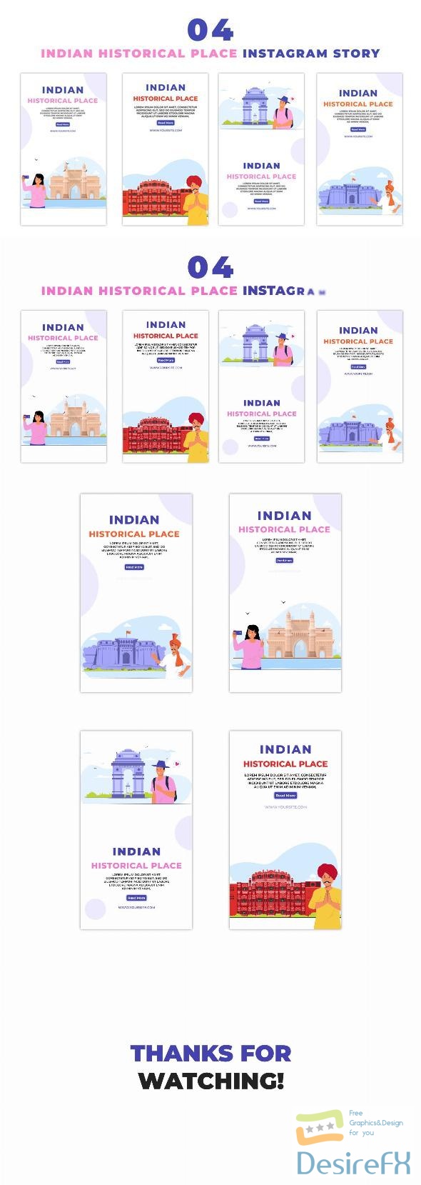 VideoHive Indian Historical Tourist Place Flat Character Instagram Story 47440652