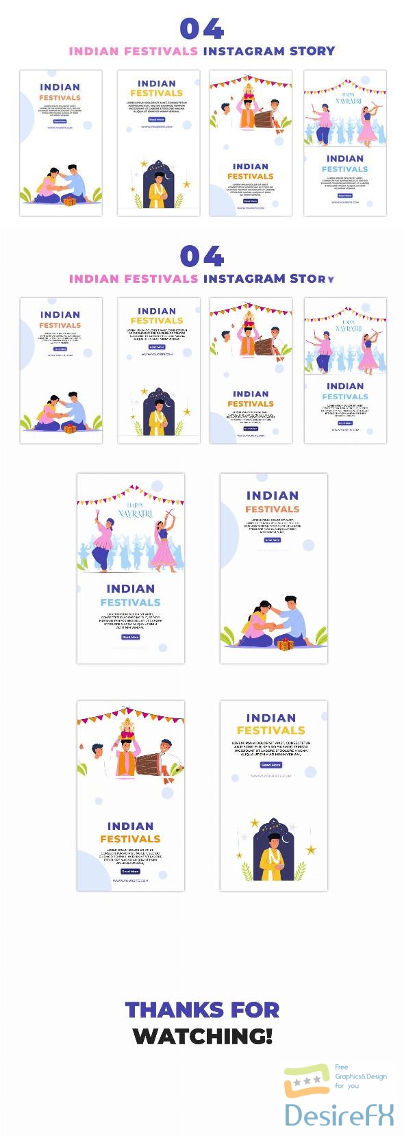 VideoHive Indian Traditional Festivals Flat Character Instagram Story 47440477