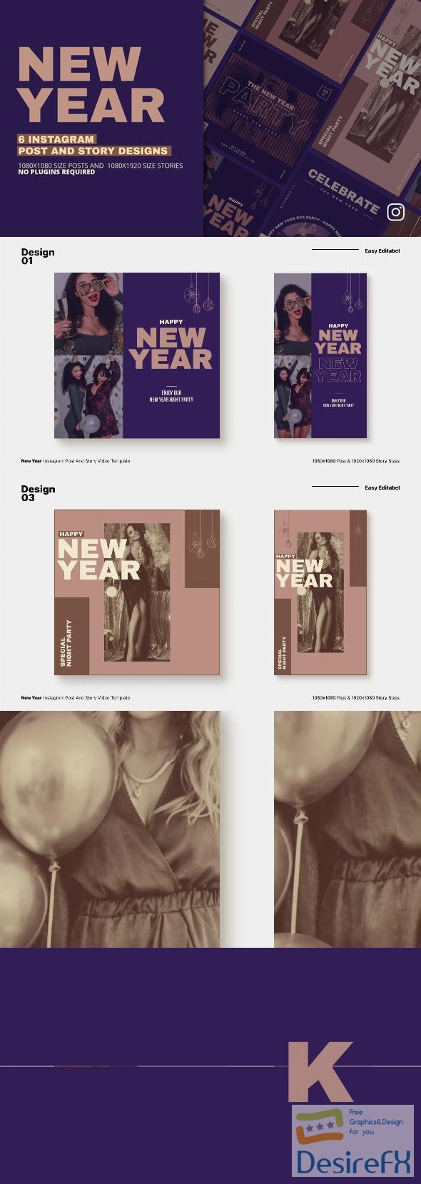 VideoHive New Year Instagram Posts and Stories Promotion 41823513