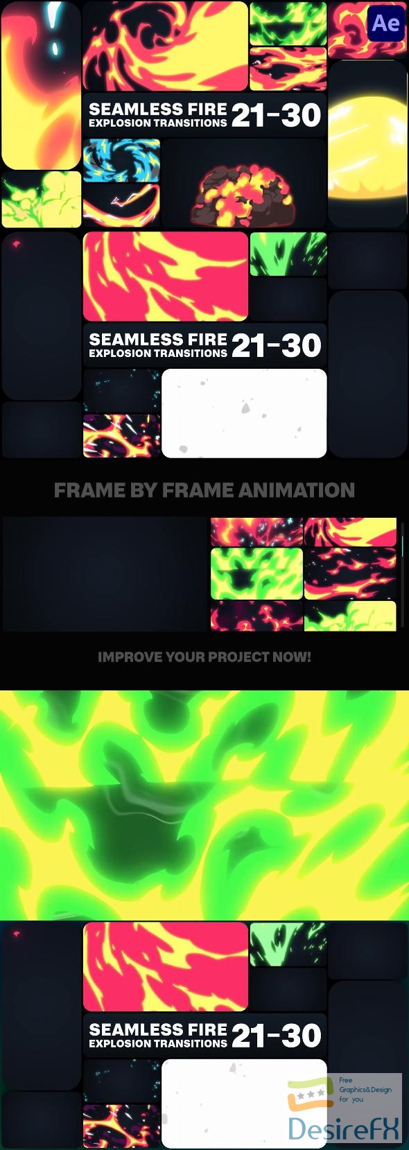 VideoHive Seamless Fire Explosion Transitions for After Effects 47192995