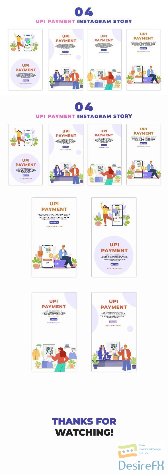VideoHive UPI Payment User Eye Catching Flat Character Instagram Story 47441664