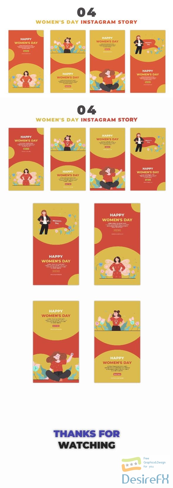 VideoHive Women's Day Flat Character Instagram Story 47393268
