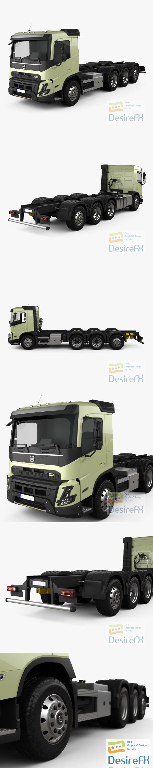 Volvo FMX Day Cab Chassis Truck 4-axle 2022 3D Model