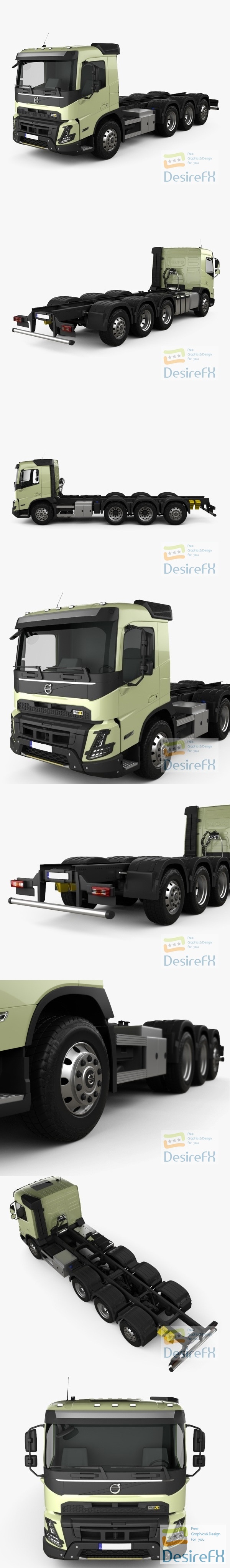 Volvo FMX Day Cab Chassis Truck 4-axle 2022 3D Model