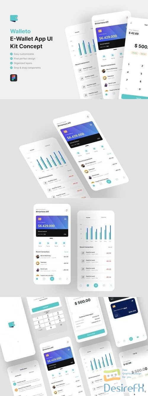 Walleto - E-Wallet App UI Kit