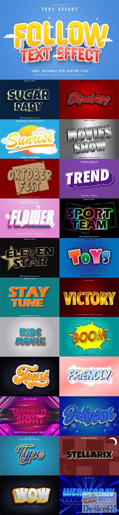 20+ 3D Editable Vector Text Effects Collection