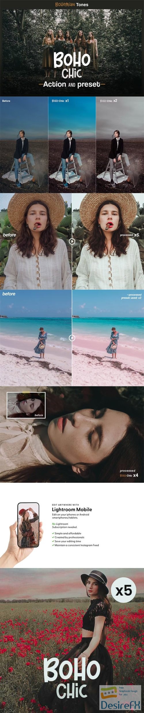 Boho Chic - Photoshop Actions &amp; Lightroom Presets