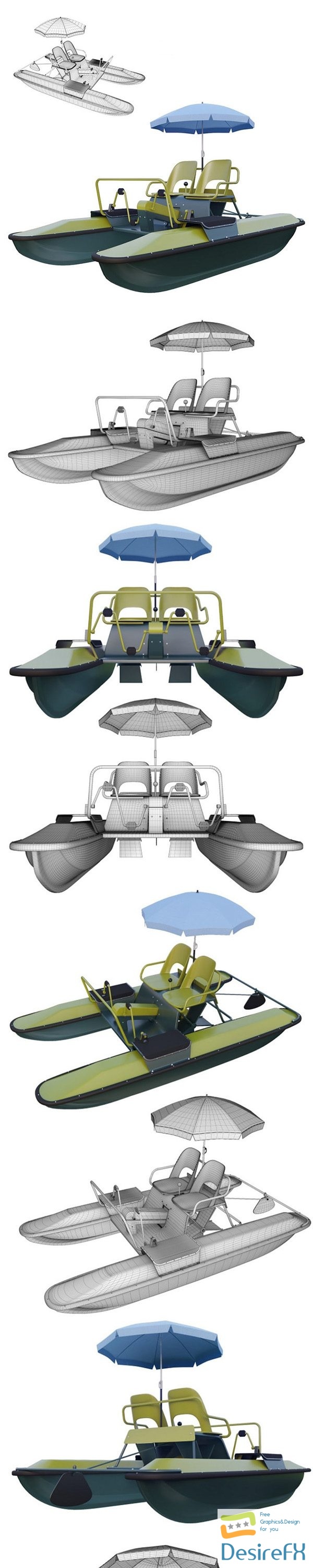 Catamaran Yantar (Water bicycle) new 3D Model