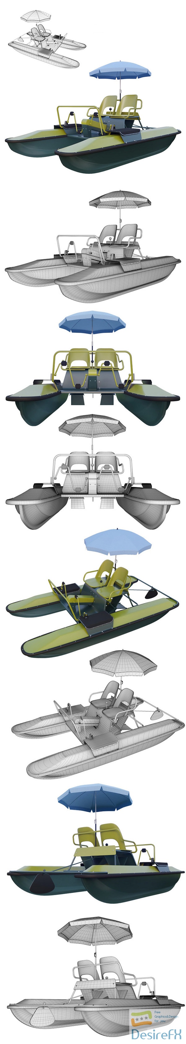 Catamaran Yantar (Water bicycle) new 3D Model