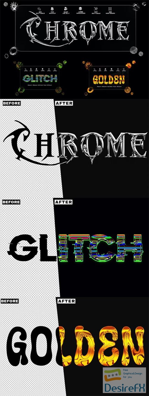 Chrome - Golden - Glitch Text Effects