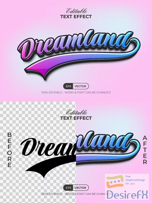 Dreamland Text Effect Colorful Style for Illustrator