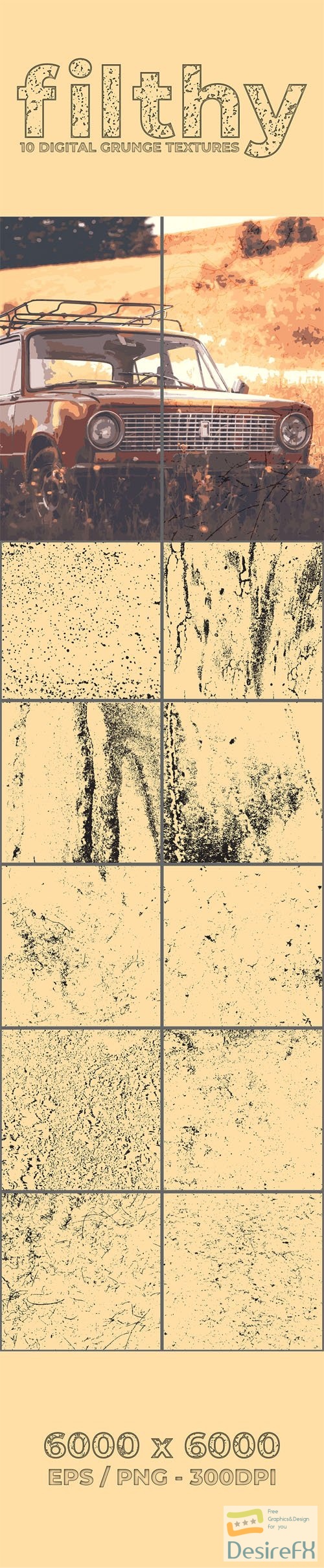 Filthy - 10 Grunge Textures EPS/PNG